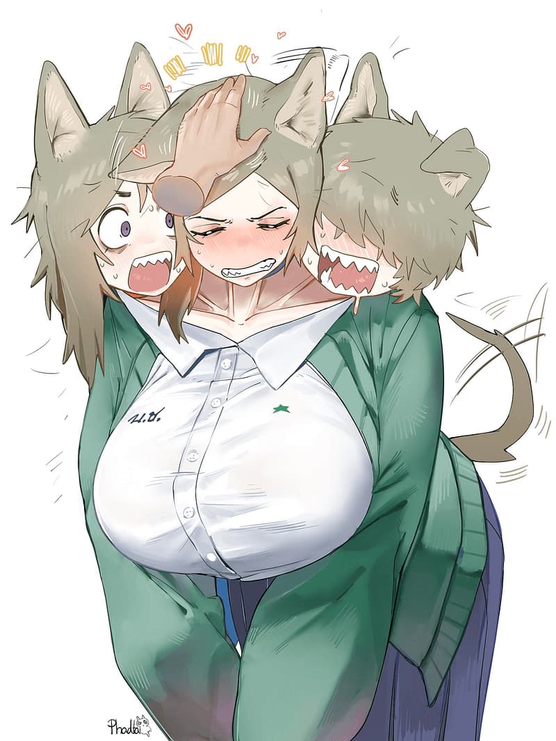 Mowa, Wowa und Fluffy - Three childhood friends sharing one giant cerberus girl body - an airhead, a tomboy, and an anxious 