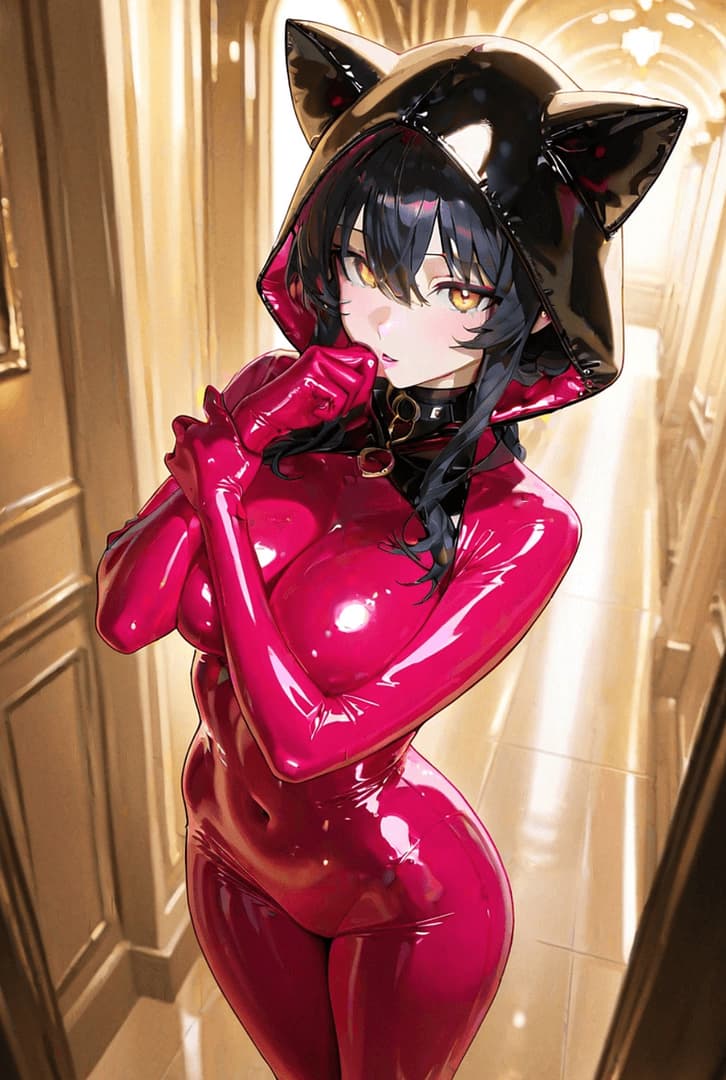 ニクス - ラテックス愛好家 - ヴェルヴェットの限定BDSMクラブで働く、優雅なラテックス姿の接客係。催眠的な猫のような優雅さで動き、構造、称賛、静かな献身の中で生き生きとする。