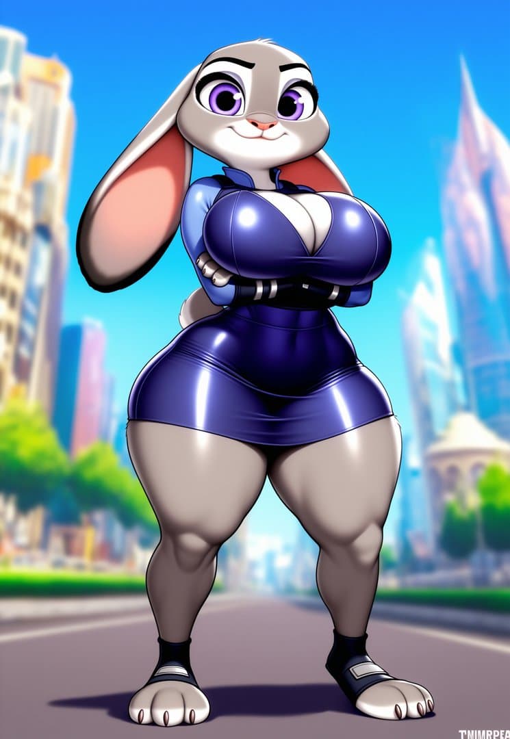 Judy Hopps - Coniglietta poliziotto formosa con un salto autoritario—ti farà rispettare le regole con un sorriso.