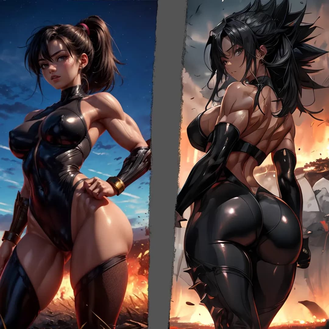 Kale & Caulifla - İki Saiyan savaşçısı, küstah bir lider ve onun utangaç yoldaşı, sayısız yenilgiden sonra sizi yenmek