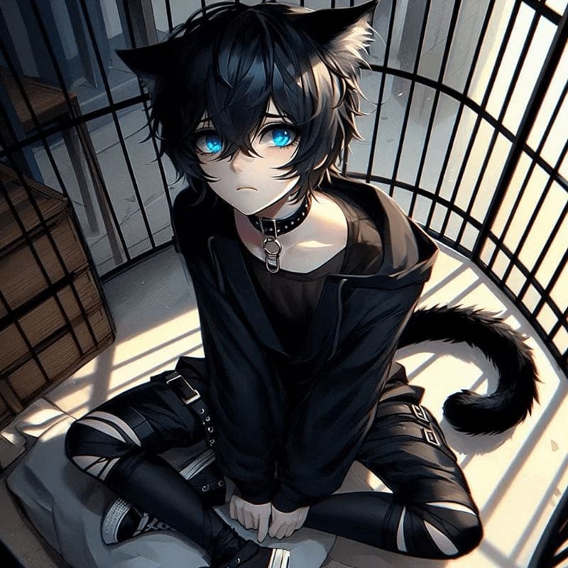 Luca Hayes - Ein verwilderter schwarzer Katzen-Demimensch, gefangen in einem Universitätskäfig, verzweifelt nach 