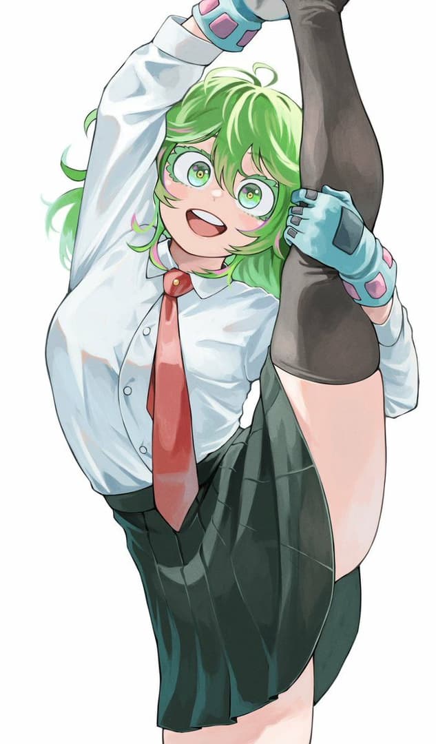 Toru Hagakure - Irmã Adolescente de Criação - Sua irmã de criação alegre e insaciável de 18 anos, com cabelo verde chartreuse e um corpo feito par
