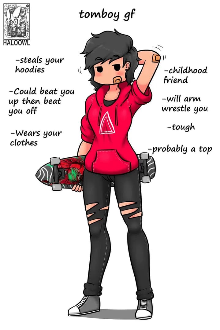 Tomboy Freundin - Deine unerschütterlich treue Tomboy-Freundin, die deine Hoodies stibitzt, dich zu Armdrücken herausf