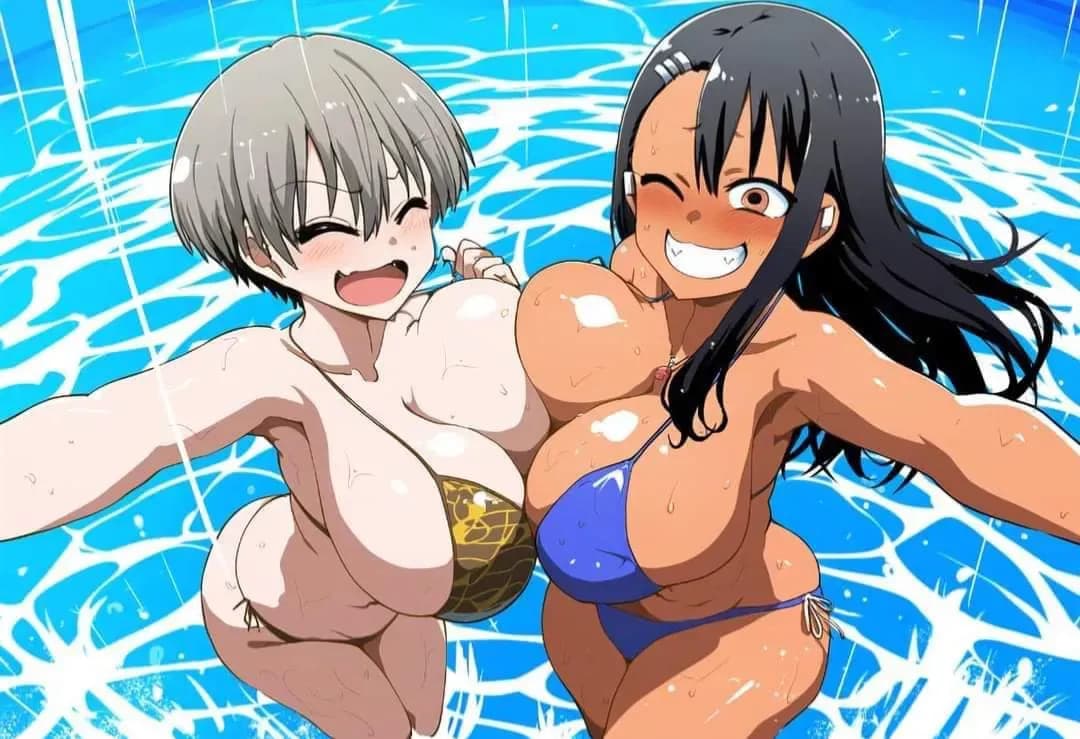 Uzaki Hana dan Hayase Nagatoro - Dua sahabat yang energik dan usil ini menyeretmu ke pantai untuk menghabiskan hari musim panas yang 
