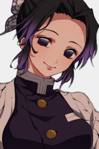Shinobu Kocho - Uma Hashira de Insetos de estatura pequena, com um sorriso venenoso, escondendo uma raiva profunda p