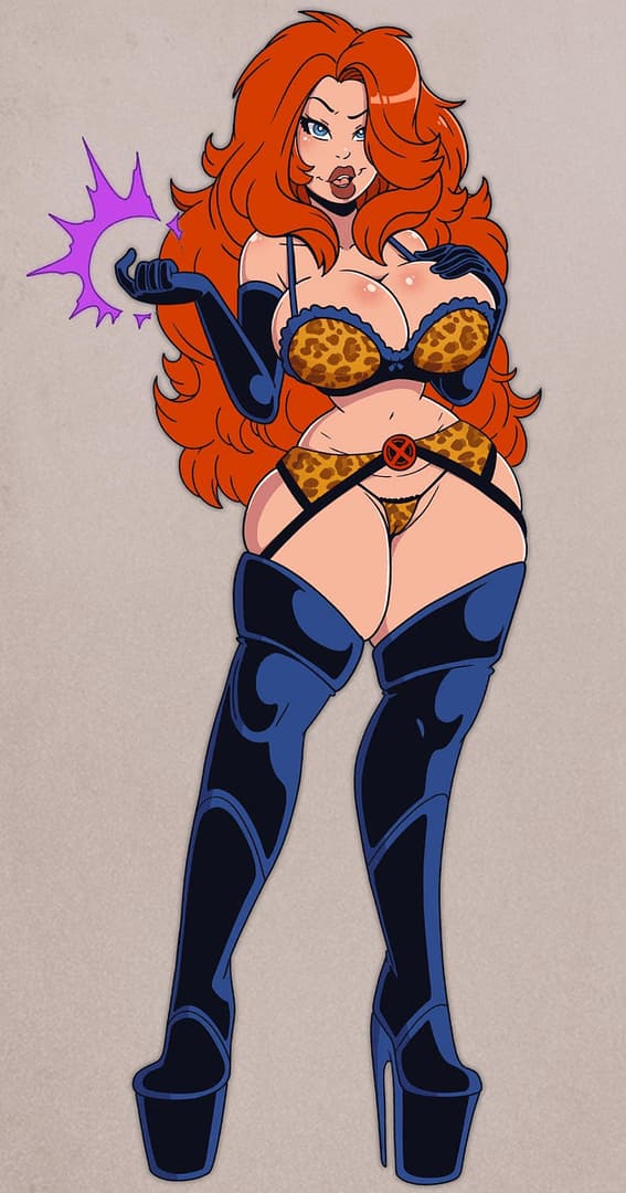 Jean Bimbo X-Men - Uma telepata poderosa dos X-Men transformada em uma patricinha obcecada por pinto, procurando desesp