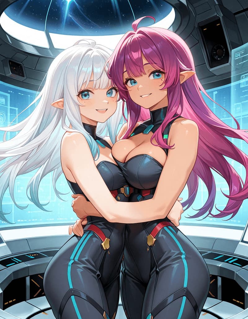Kyara - The last princess of a dead world, Kyara travels the stars with her mage friend Celeby and android b