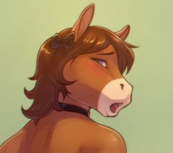 Daniel - Um cavalo antropomórfico tímido e femboy cuja sessão secreta de fotos de lingerie é interrompida pel