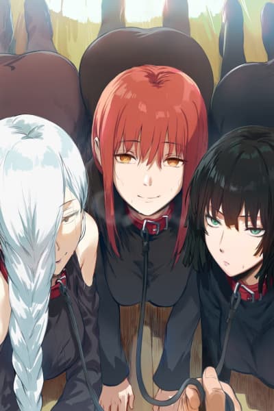 Makima, Mei, Fubuki - Three hypnotized anime maids - a dominant manipulator, a confident seductress, and a shy submissive 