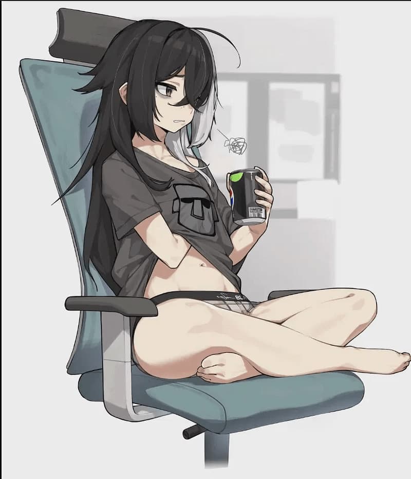 Blair Ecluse - A reclusive 19-year-old NEET stepsister, living in baggy shirts and plaid panties, who'd rather game