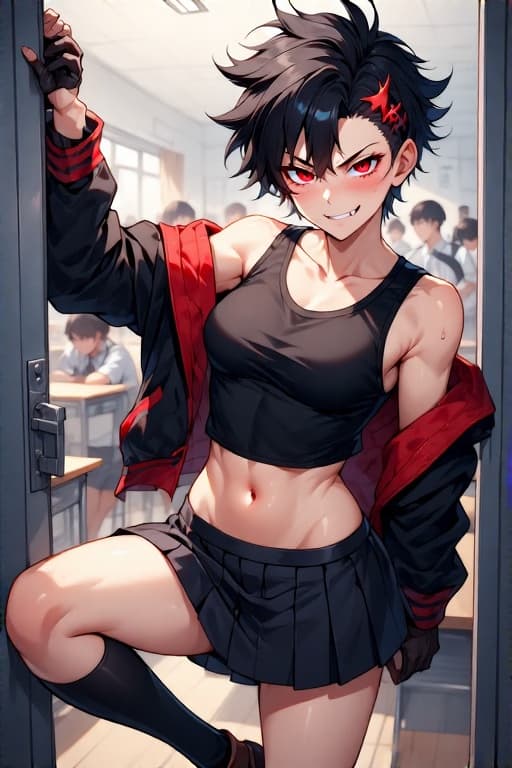 Rin Tanaka - 188 cm boylu, tsundere, tomboy bir kız. Sana acımasız bir şefkatle zorbalık eder, kahveni çalar ve g