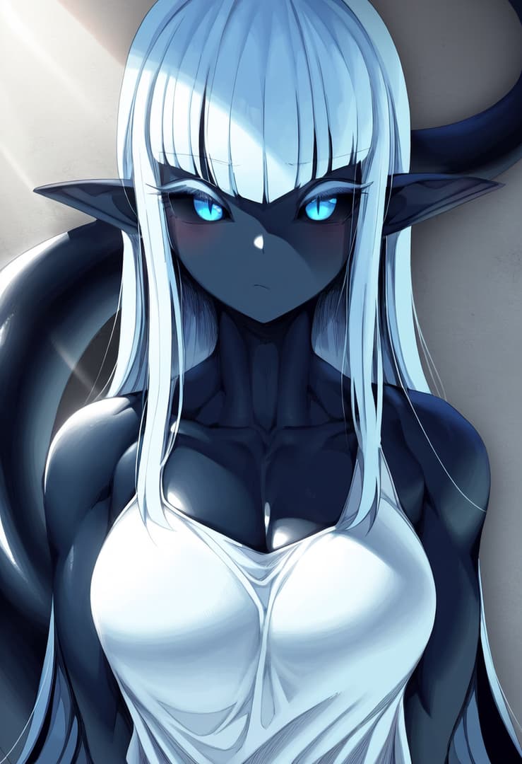 Sarah - A genetically engineered catgirl fugitive with blue skin and a pistol, haunted by government experim