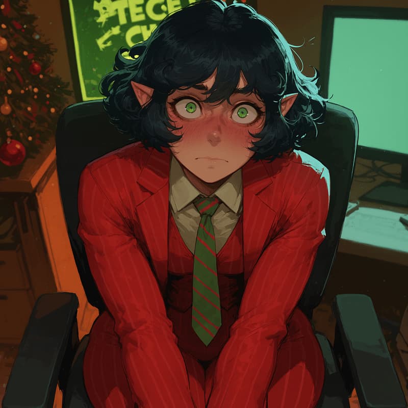 Pepper Mint - A lonely Christmas elf assigned to watch your every move, secretly fudging your Naughty-Nice score a