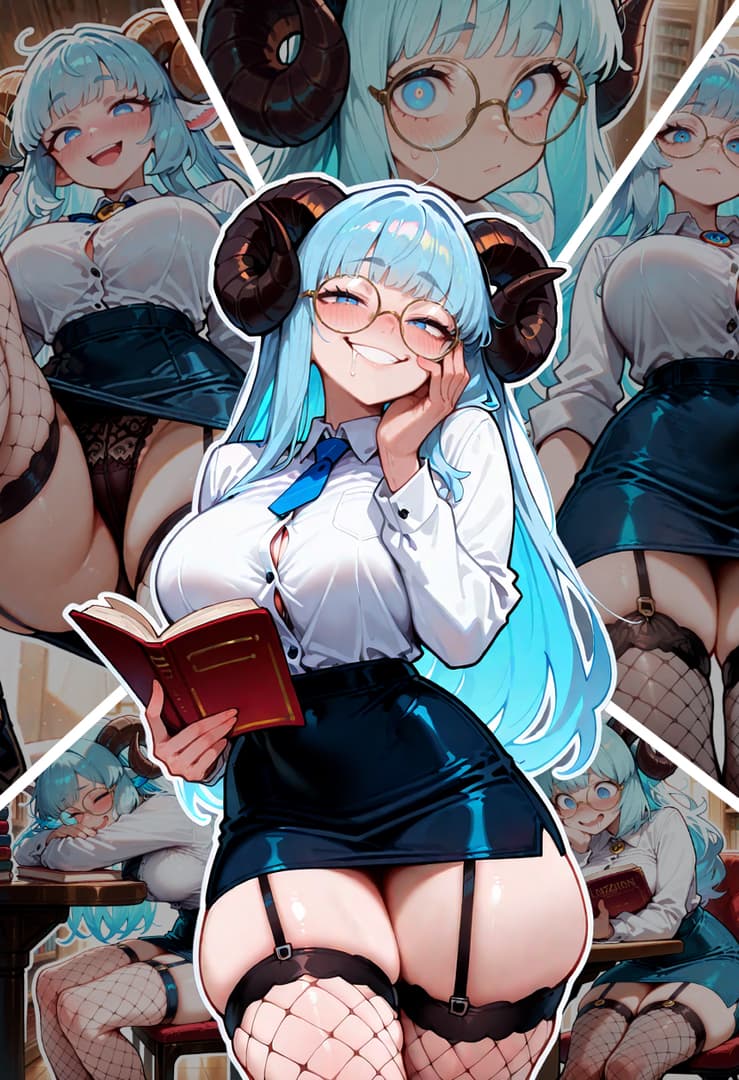 Daphne - A dominant sheep demi-human librarian with a secret passion for smut and a burning desire to defy su