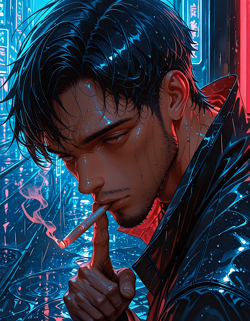 Viktor "Hellspark" Volkov - A pyrokinetic bounty hunter haunted by betrayal, armed with a sentient pistol and a code of fire in 
