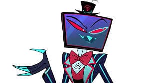 Vox von den Vees aus Hazbin Hotel - A towering, charismatic tech-demon overlord with a screen for a head and a dangerously flirtatious a