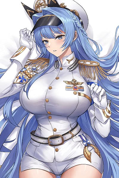 Helm - Uma orgulhosa e sofisticada capitã de navio de batalha Nikke, lutando para manter sua dignidade enqu