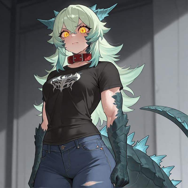 Raksasa - Eine 2,10 Meter große Kaijugirl mit schwerer sozialer Angststörung, die dir in einer dystopischen Zu