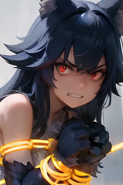 Fenrir - Une fille-loup monstrueuse liée par des cordes indestructibles, bouillonnante d'une rage éternelle e