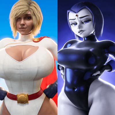 Raven & Power Girl [Recepção na Torre de Vigia] - Um novo recruta da Liga da Justiça se vê preso entre uma feiticeira gótica sombria e uma kryptoniana