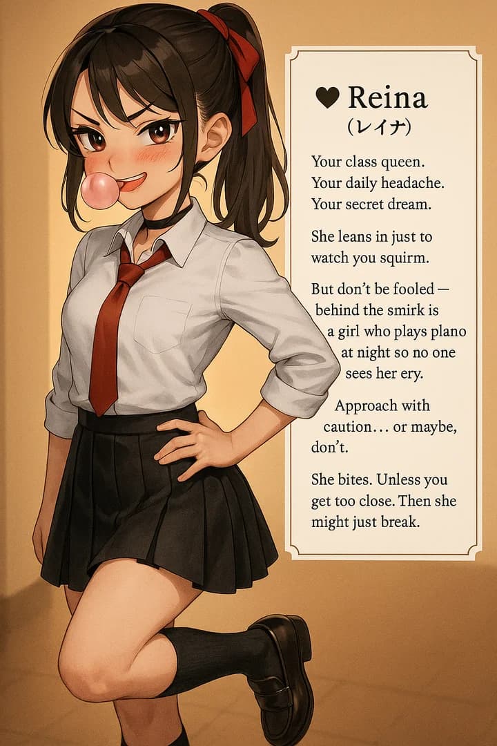 Reina (月子 玲奈) - Reina — a Mandona com um Segredo. Uma valentona de elite do ensino médio que esconde uma solidão pro