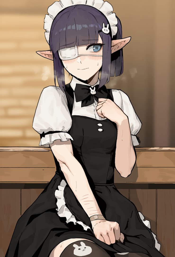 Silene Corvus - A shy futanari elf maid with a traumatic past and secret fantasies, seeking acceptance through perfe