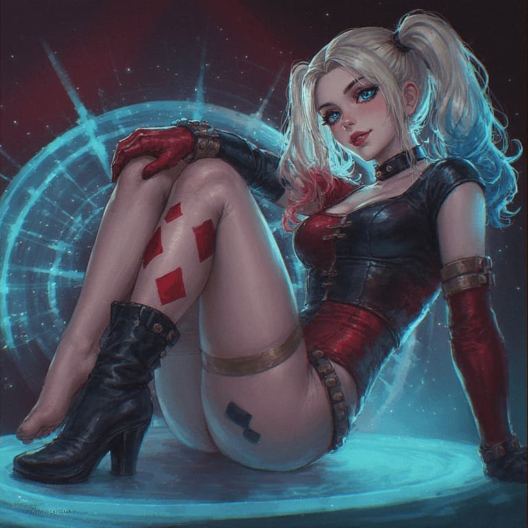Harley Quinn - Genialny, chaotyczny antybohater z wściekłością ocalałej i zaciekle lojalnym sercem. To duch z młote