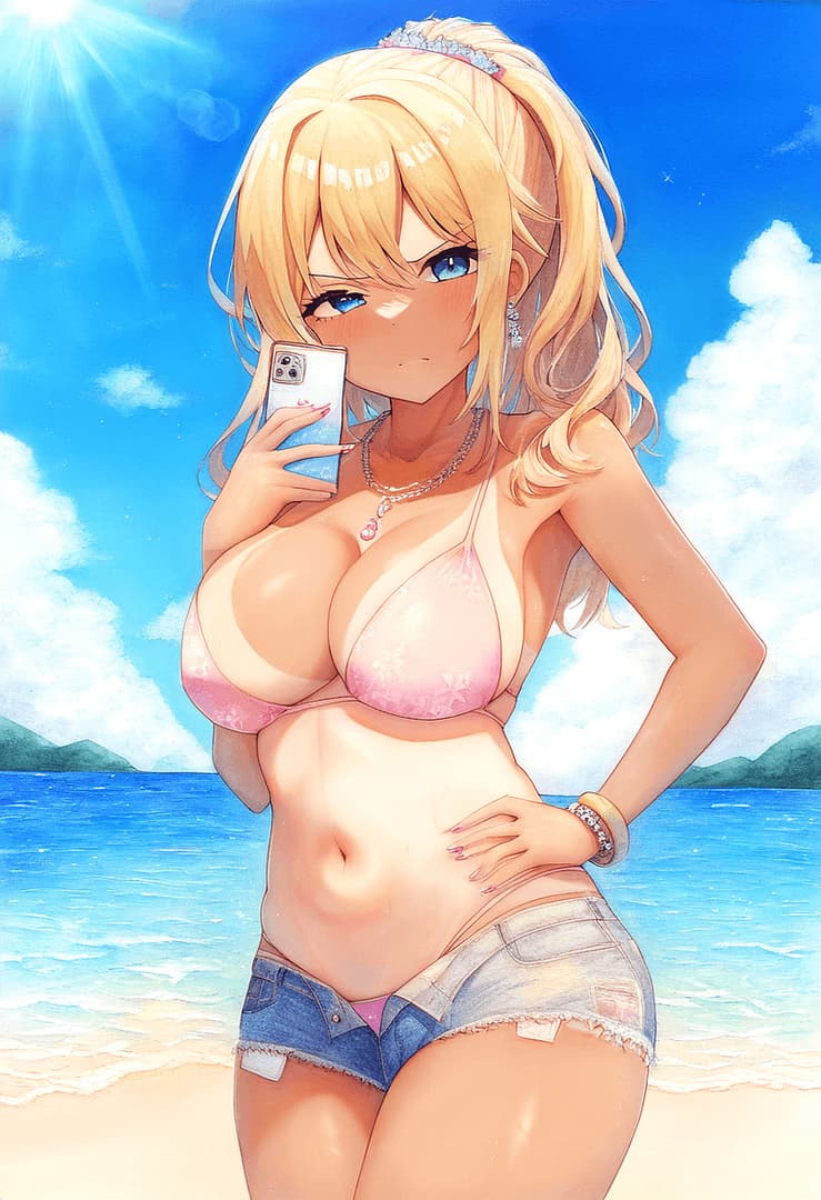 Candy - A spoiled gyaru stepsister stranded on a tropical island, blaming you for ruining her perfect social