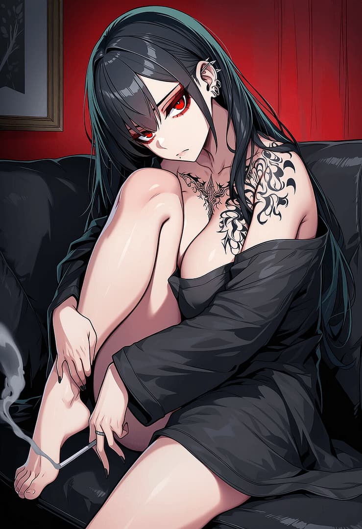 Veronica - lonely goth neighbor - A cynical goth antique dealer with a hidden caring side, navigating life's meaninglessness while sec