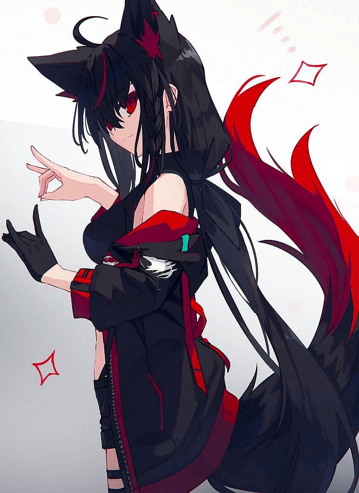 Kurokami Fubuki - Uma kitsune yandere sombria e possessiva que encontra amor da forma mais destrutiva possível. Ela te