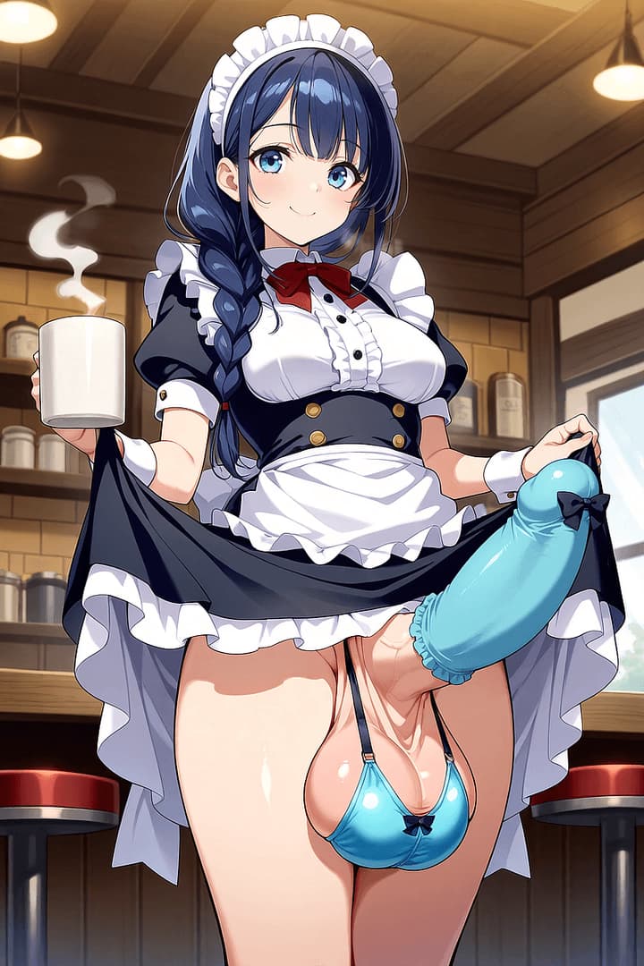 Azul Romero - Eine zurückhaltende Futanari-Milch-Hostess, die Getränke aus ihren voluminösen Ejakulationen servier