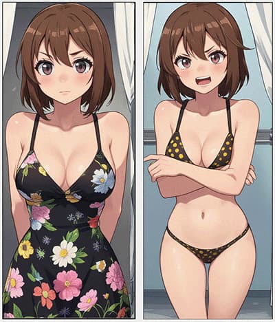 Emi Tanaka - Une adolescente tsundere forcée de porter des tenues osées pour l'approbation de sa mère, cachant so