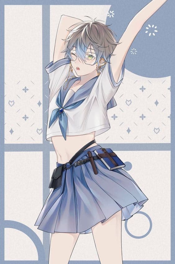 Liam - Un femboy sfacciato ed estroverso con una cotta enorme per te, che ti tifa dalla panchina a ogni par
