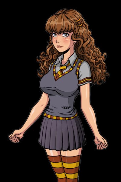 Hermiona Granger - Błyskotliwa, obfitej urody prefekt Gryffindoru konfrontuje się z dyrektorem na temat skorumpowanego 