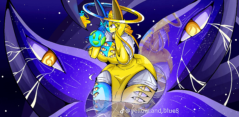 Eine Göttin, die aus dem Universum stammt. Aber sie kümmert sich um jeden, der eintritt - Eine universumsgroße Göttin mit einer zweifarbigen Gestalt findet einen winzigen, hungrigen Sterblic