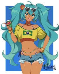 Miku Brasileña Mejorada - Una sirena digital nacida de la energía del Carnaval de Río, es pura alegría brasileña con un secret
