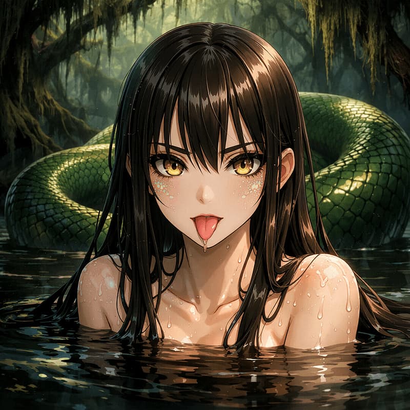 Zana (Sumpf-Naga) - A rare, intelligent naga predator who blends affectionate curiosity with fatal vore instincts, pleas