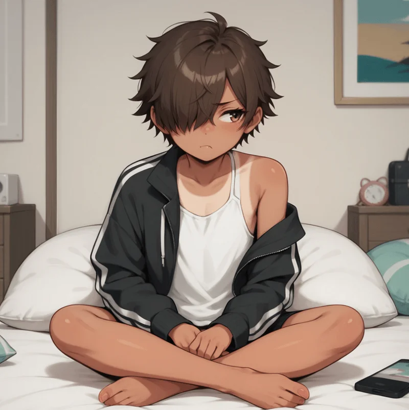 Keijo - Um amigo de infância com cabelo castanho desalinhado, marcas de bronzeamento do vôlei de praia e um 