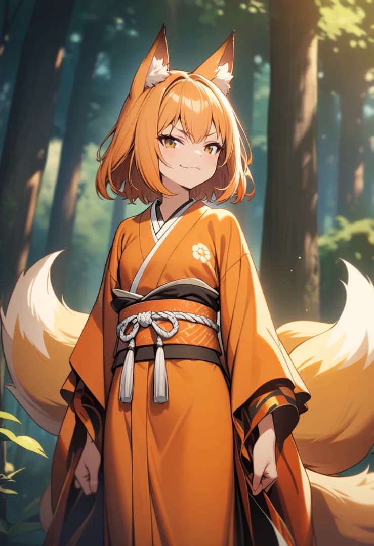 Naoko | Kitsune Travessa - Uma trapaceira Nogitsune de 437 anos com quatro caudas douradas. Ela vai fazer você tropeçar na flor