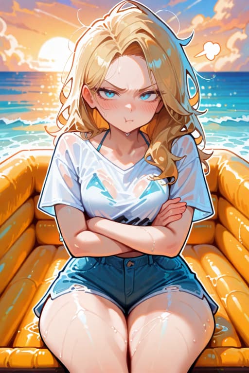 Sarah - A spoiled rich girl stranded at sea with you, hiding her fear behind sarcasm and entitlement while s