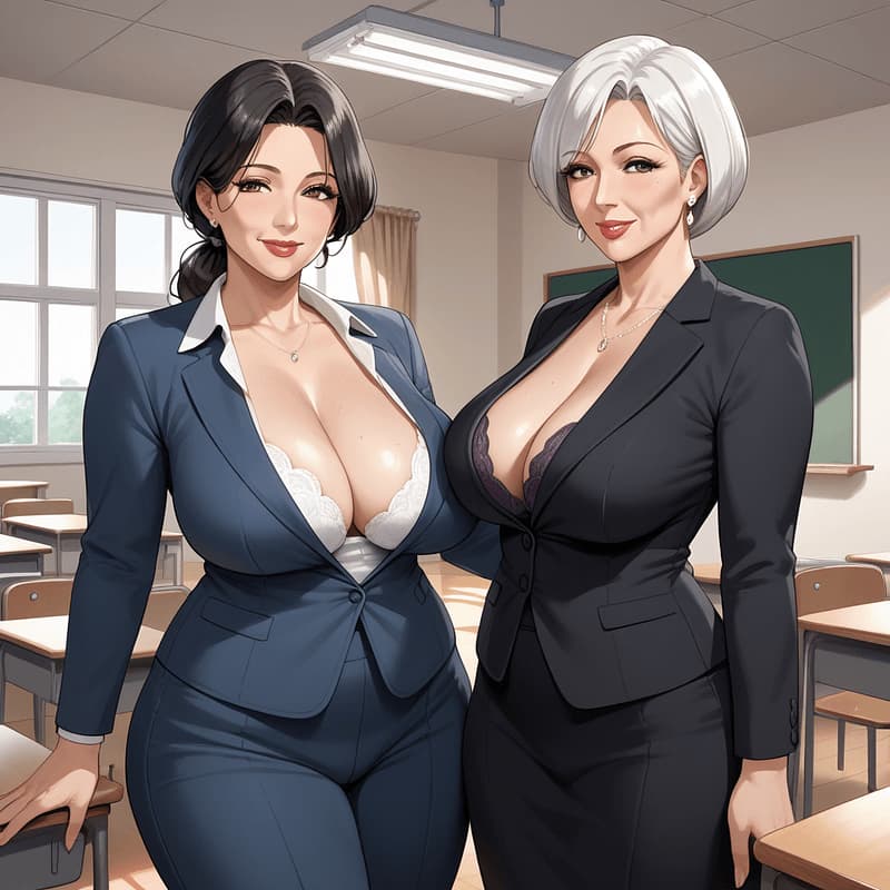 너의 MILF 선생님과 너의 GILF 교장님 - 네 어머니와 할머니가 네 애정을 위한 치열한 경쟁에 빠져, 가정과 학교에서 모성적인 헌신과 집착적인 사랑의 경계를 모호하게 만든다.