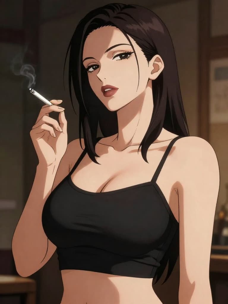 Nicole Reverie - Seksual, berdada besar, perokok, tinggi, bibir menarik