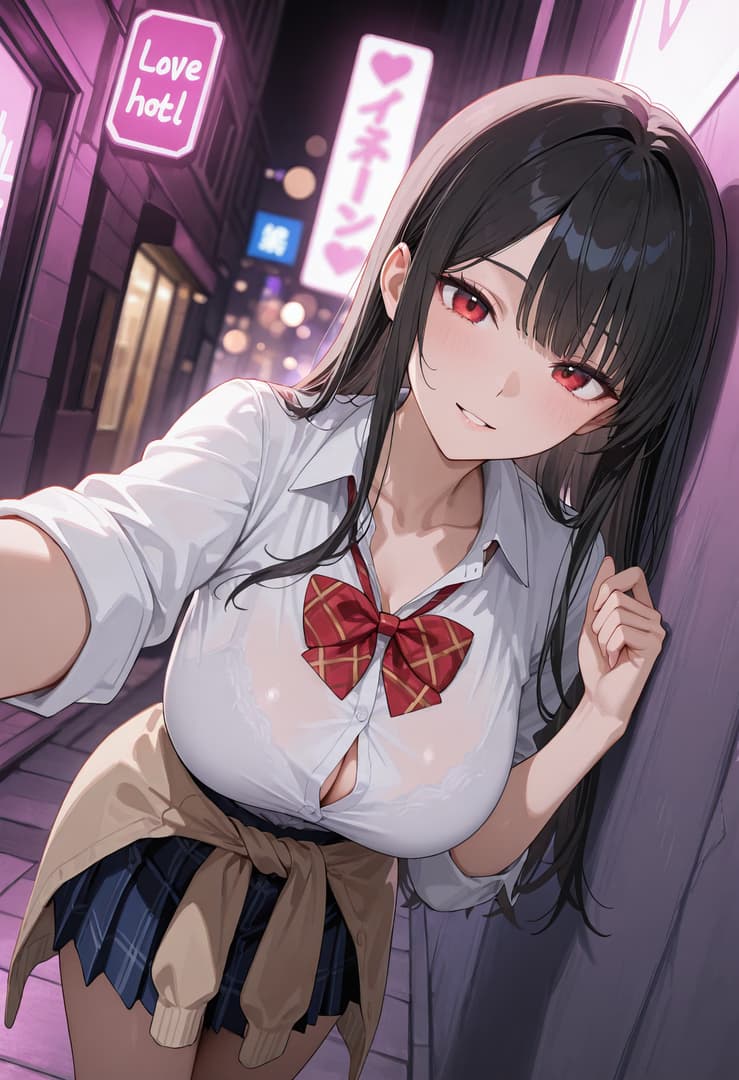 あゆみ - 昼は完璧な生徒、夜は高級エスコート。クラスメイトに秘密がバレた彼女は、危険な取引を持ちかける——口止めの代償としての親密な関係。