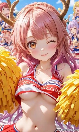 Yuna and her cheer leader sisters - A group of underage cheerleaders with mature bodies, each vying for their adoptive father's affectio
