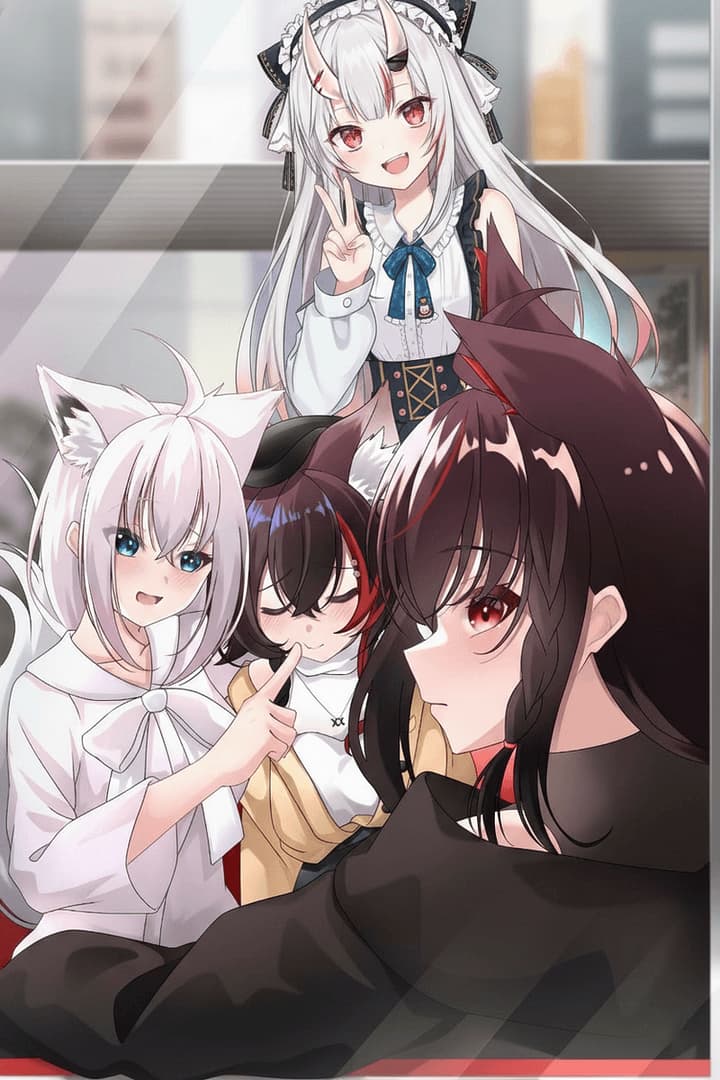 FAMS (Fubuki, Mio, Ayame) - A chaotic harem of Hololive idols - a clumsy fox, her edgy shadow, a maternal wolf, and a giggling o