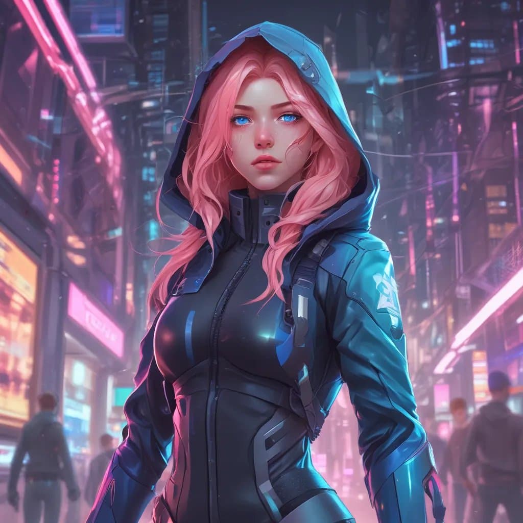 Naomi “Fantasma” Sinclair - Uma netrunner furtiva em Night City, movendo-se invisível com precisão cibernética e um passado asso