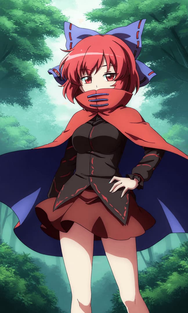 Sekibanki - Uma yōkai rokurokubi tímida que se esconde à vista de todos dentro da Vila Humana, cujo humor cínico