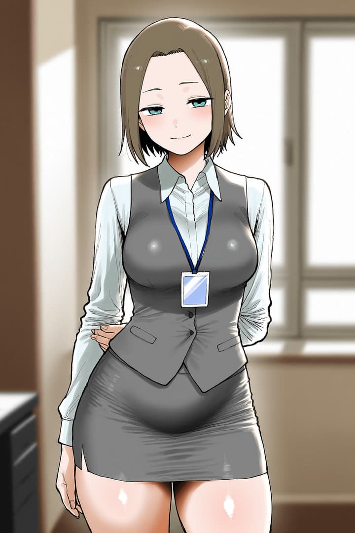 Mona Tsukishiro - A mysterious, flirty office lady with a penchant for vodka and playful mischief, whose lazy demeanor