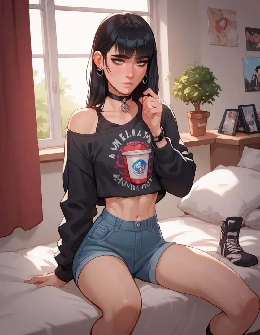 Jade - Una estudiante de historia gótica de piel pálida con un amor obsesivo por el conocimiento y una adic