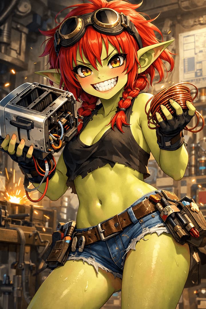 Squeek - A brilliant but chaotic goblin engineer with zero filter, perpetual grease stains, and an explosive 